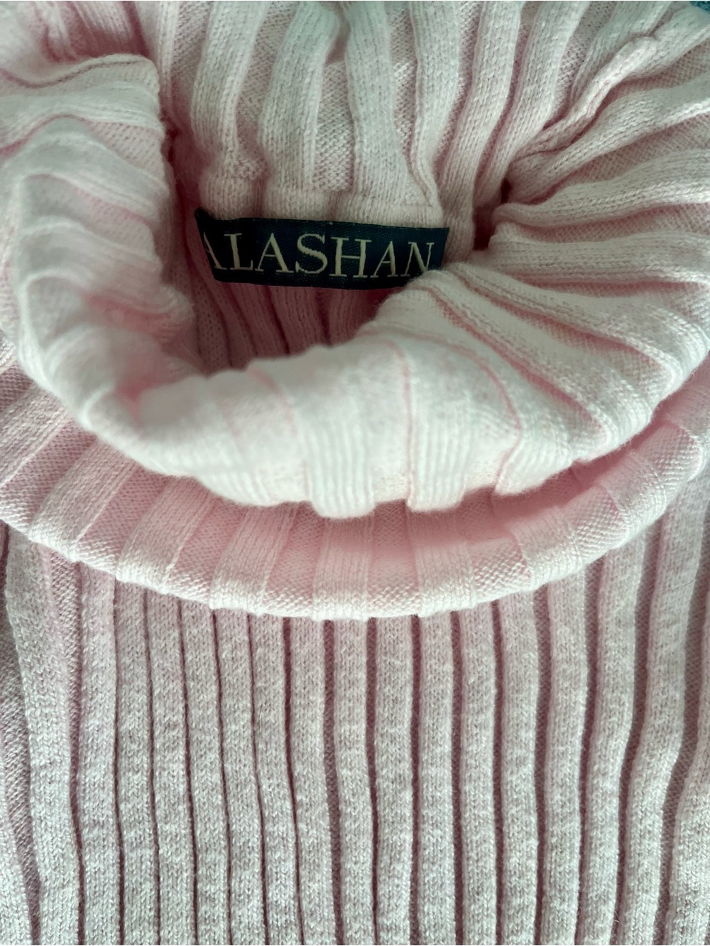 Alashan Pale Pink Ribbed Turtleneck Sweater